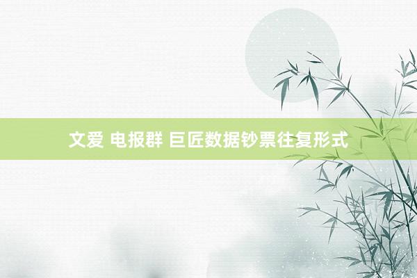 文爱 电报群 巨匠数据钞票往复形式
